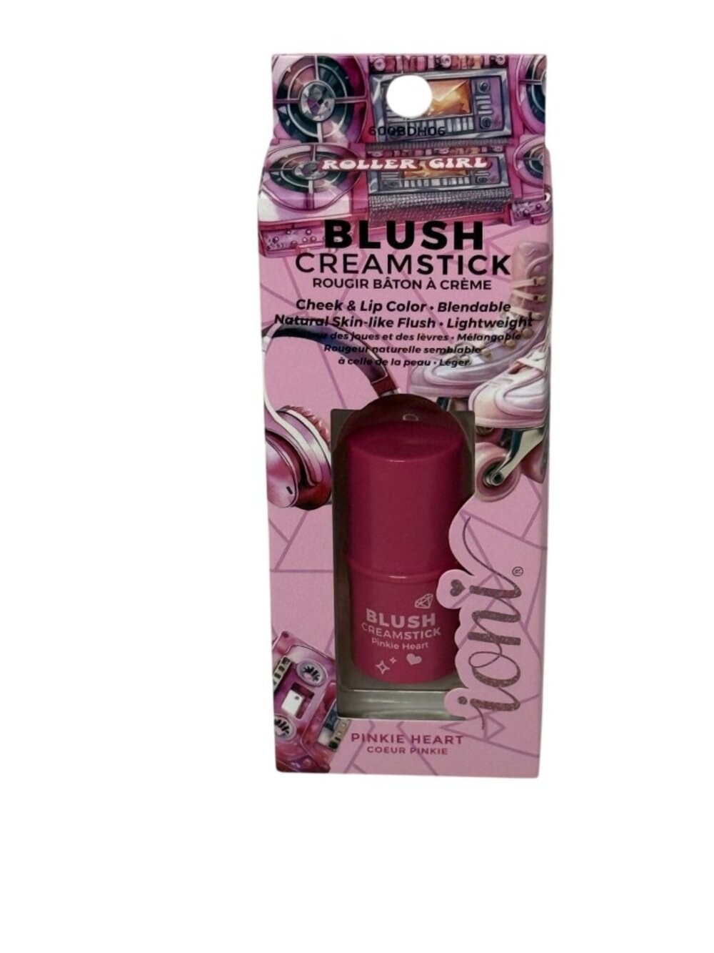 Ioni Roller Girl Blush Creamstick Pinkie Heart Cheek Lip Color 0.14oz New
